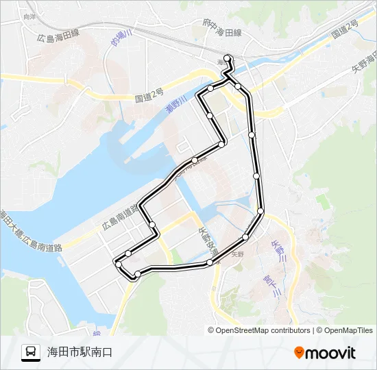 安芸南線（海田新開経由） バスの路線図