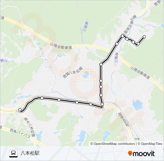 八本松駅～グリーンタウン線 バスの路線図