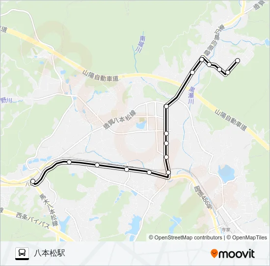 八本松駅～グリーンタウン線 バスの路線図