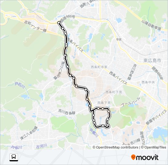 八本松駅～広島大学線（循環） Bus Line Map