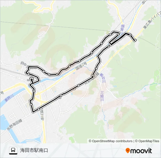 海田町ふれあいバス 北ルート Bus Line Map