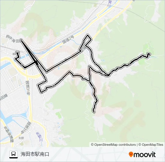 海田町ふれあいバス 南ルート バスの路線図