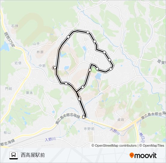 高美が丘線（循環・時計回り） Bus Line Map