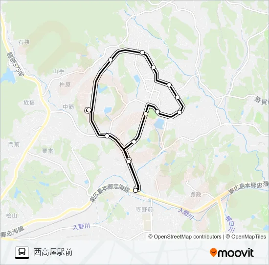 高美が丘線（循環・時計回り） バスの路線図