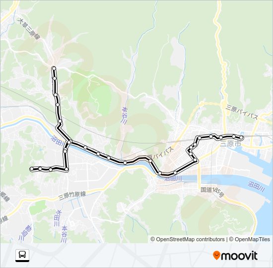 三原本郷（竹ノ橋－三原駅・団） Bus Line Map