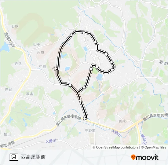 高美が丘線（循環・反時計回り） Bus Line Map