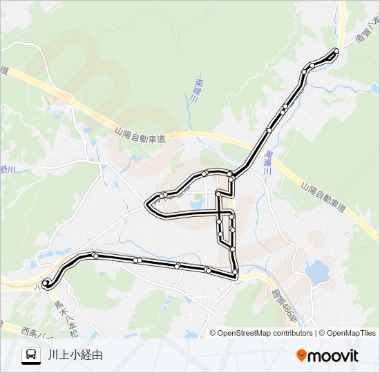 八本松駅～シャープ・篠線（循環） バスの路線図
