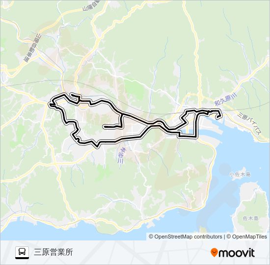 三原～本郷循環線（循環・時計回り） Bus Line Map