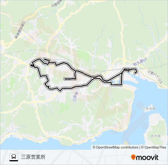 三原～本郷循環線（循環・反時計回り） Bus Line Map
