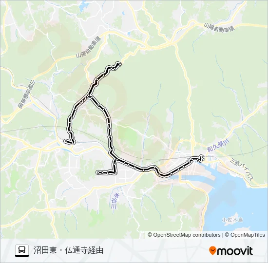 三原～本郷線 の路線図