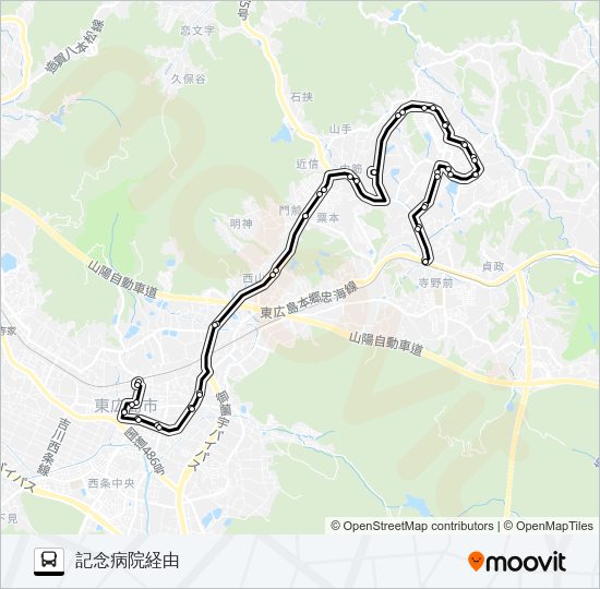 高美が丘～西条線  Line Map