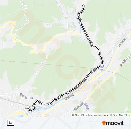畑賀線（旧道経由） Bus Line Map