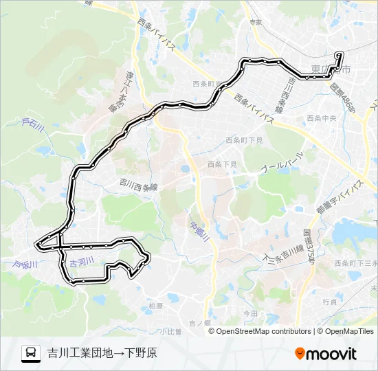 西条～吉川線（循環）  Line Map
