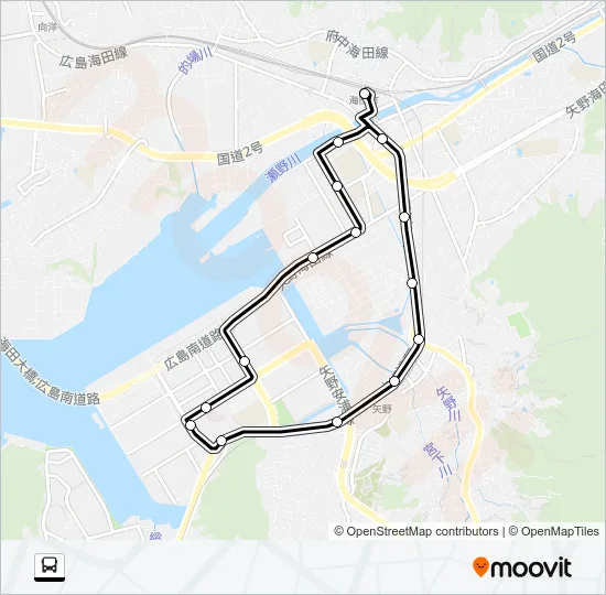 安芸南線（海田新開経由）  Line Map