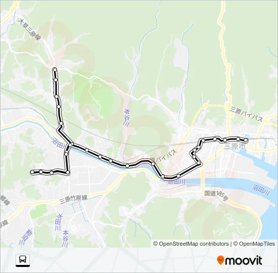 三原本郷（竹ノ橋－三原駅・団）  Line Map