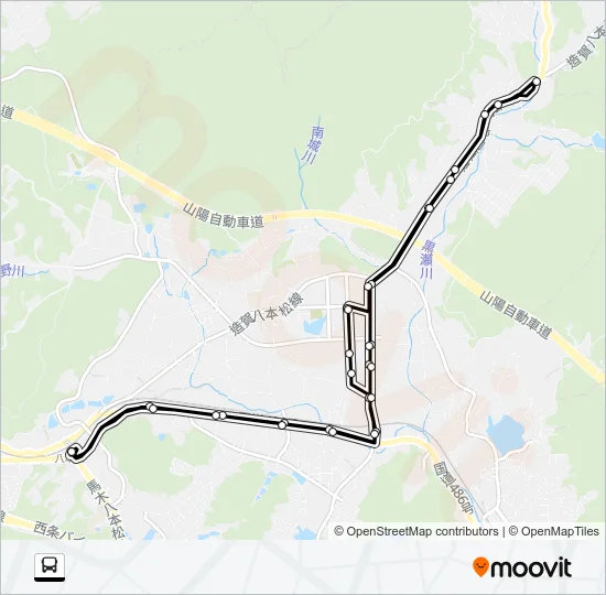 八本松駅～シャープ・篠線（循環）  Line Map