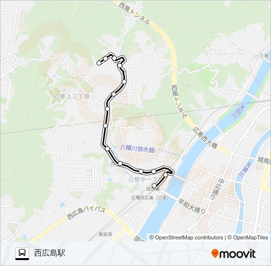 11 広電己斐団地線 Bus Line Map