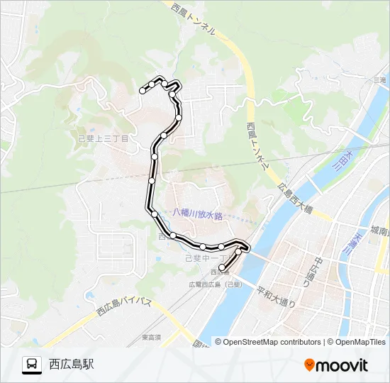 11 広電己斐団地線 バスの路線図
