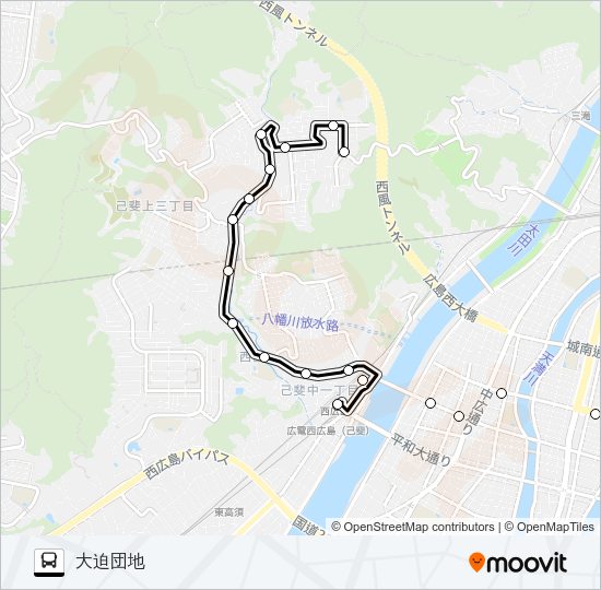 11-1 大迫団地線 Bus Line Map