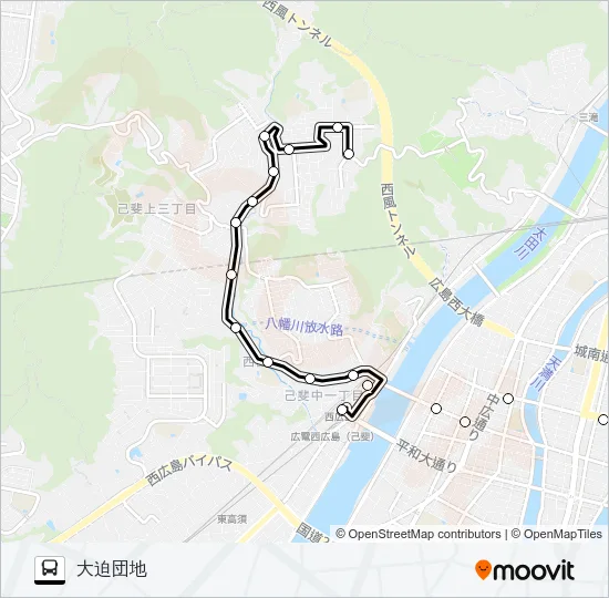 11-1 大迫団地線 バスの路線図