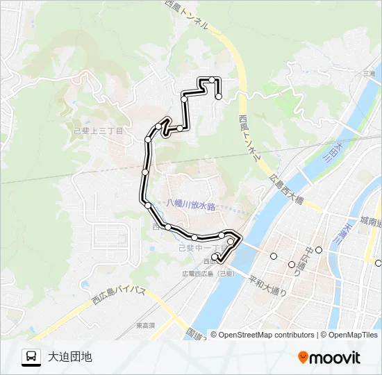 11-2 大迫団地線 バスの路線図