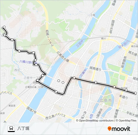 11H 広電己斐団地線 Bus Line Map