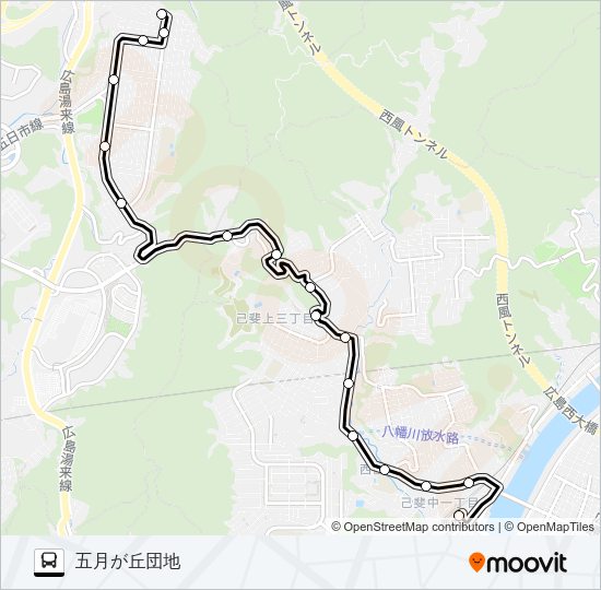 17-21 五月が丘線 Bus Line Map