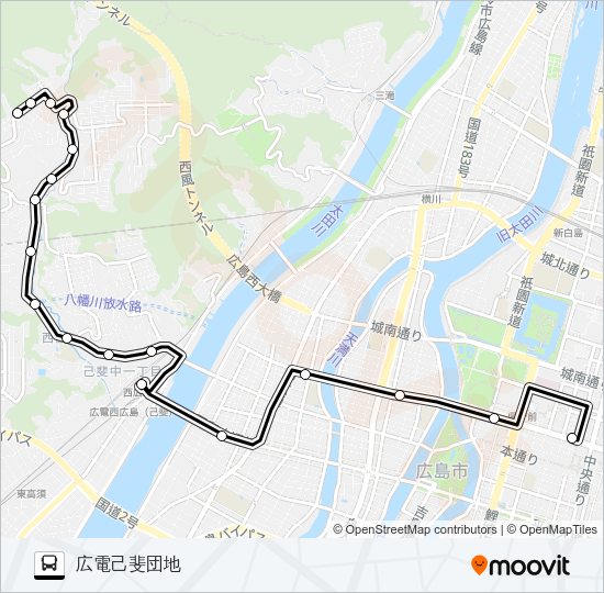 11-3 広電己斐団地線 Bus Line Map