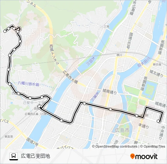 11-3 広電己斐団地線 Bus Line Map