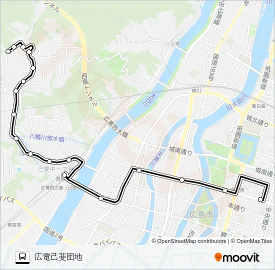 11-3 広電己斐団地線 バスの路線図