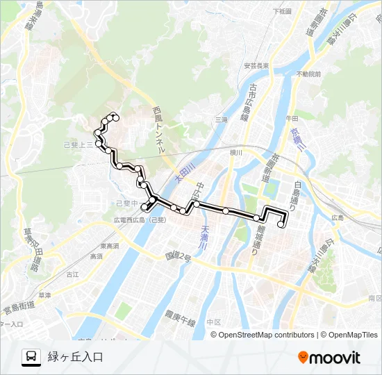 11-6 広電己斐団地線 バスの路線図