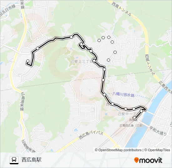 17 ジアウトレット広島線 バスの路線図