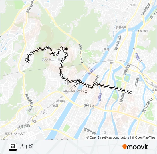 17H ジアウトレット広島線 Bus Line Map
