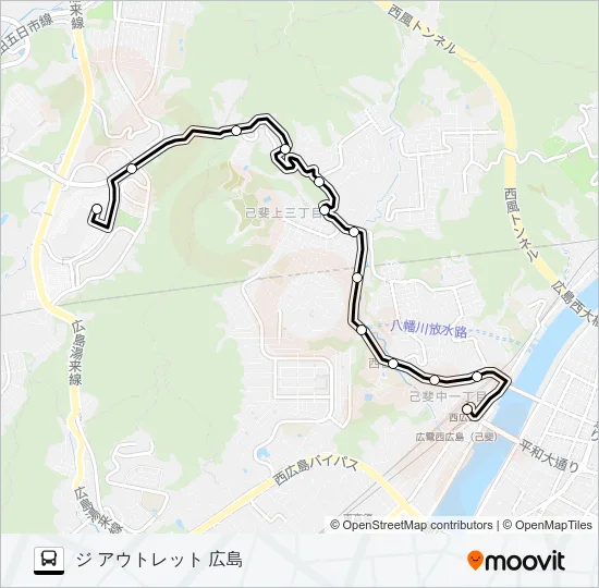 17-2 ジアウトレット広島線 Bus Line Map