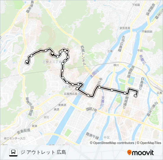 17-3 ジアウトレット広島線 Bus Line Map