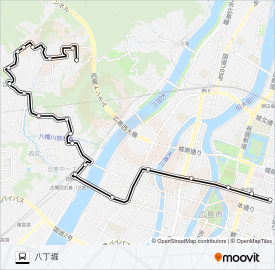 11H 広電己斐団地・大迫団地線 Bus Line Map