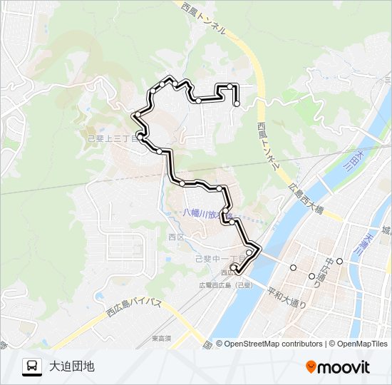 11-4 広電己斐団地・大迫団地線 Bus Line Map