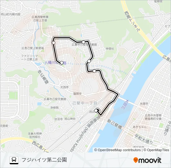 11-8 フジハイツ・イトーピア線 Bus Line Map