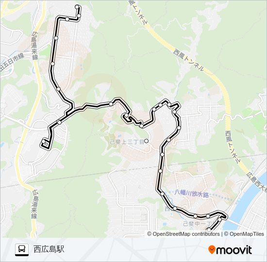17 五月が丘・ジアウトレット広島線 Bus Line Map