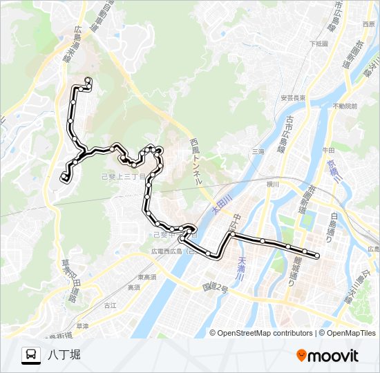 17H 五月が丘・ジアウトレット広島線 Bus Line Map