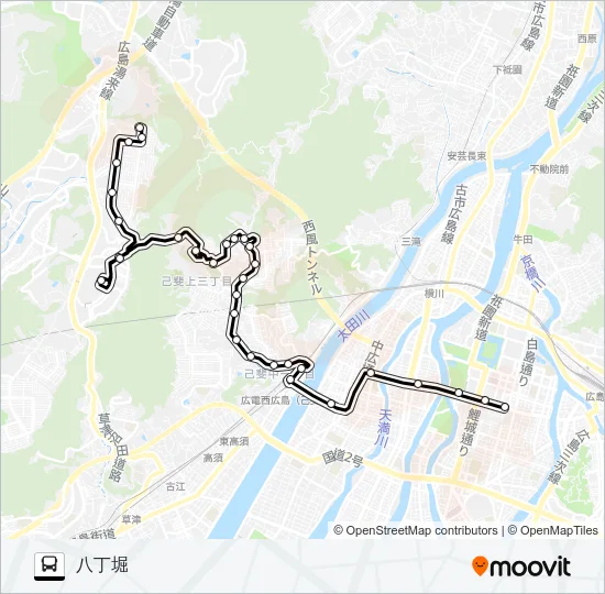 17H 五月が丘・ジアウトレット広島線 Bus Line Map