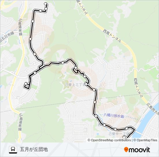 17-1 五月が丘・ジアウトレット広島線 Bus Line Map