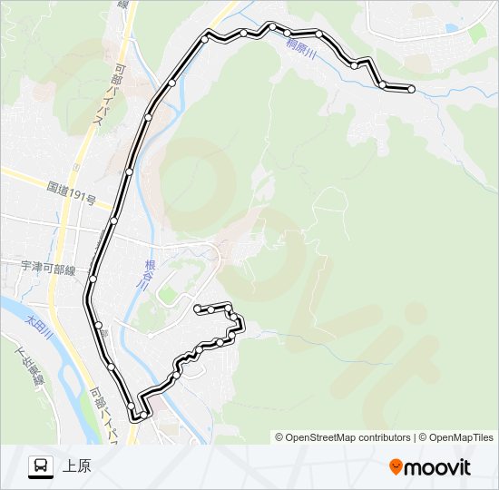 桐原上原線 バスの路線図