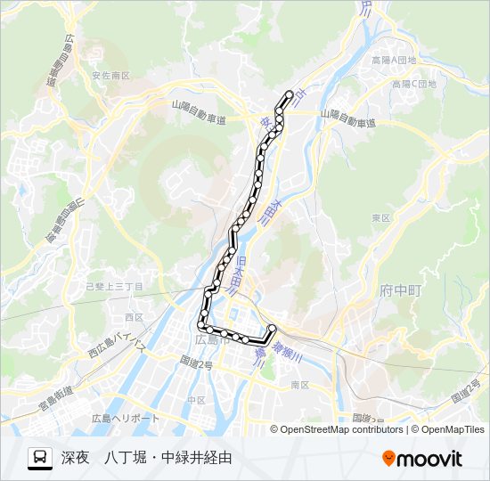 七軒茶屋線（深夜） Bus Line Map