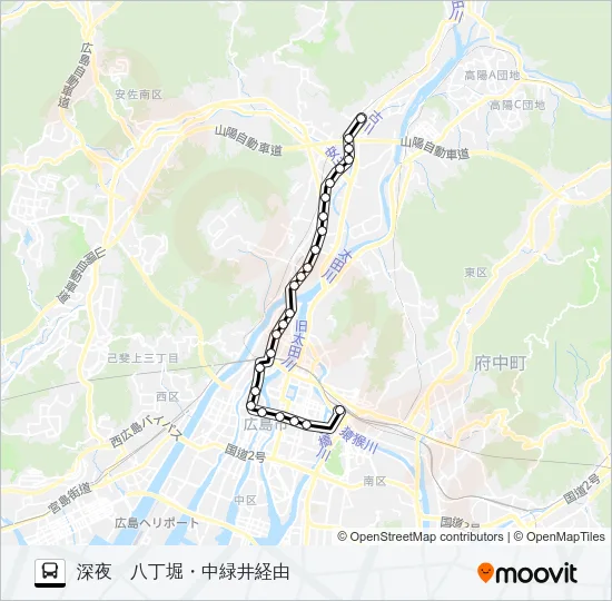 七軒茶屋線（深夜） Bus Line Map