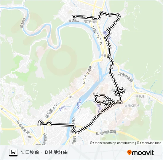 緑井・高陽・北部医療センター線 Bus Line Map