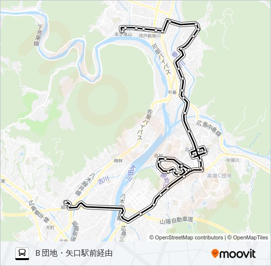 緑井・高陽・北部医療センター線 Bus Line Map