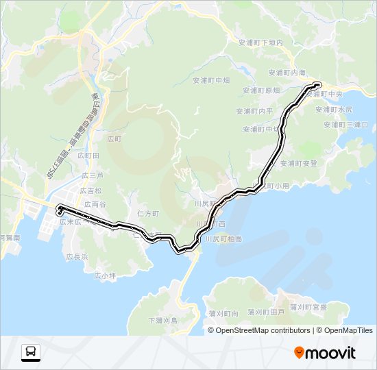呉市生活バス 広川尻線 Bus Line Map