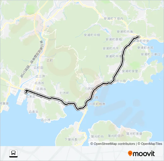 呉市生活バス 広川尻線 Bus Line Map