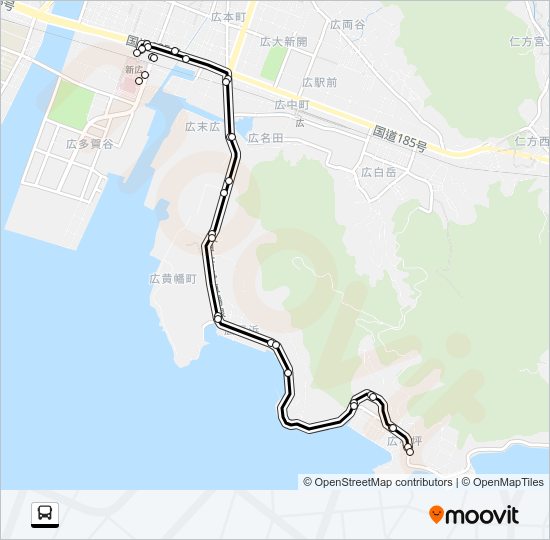 呉市生活バス 広長浜線 Bus Line Map